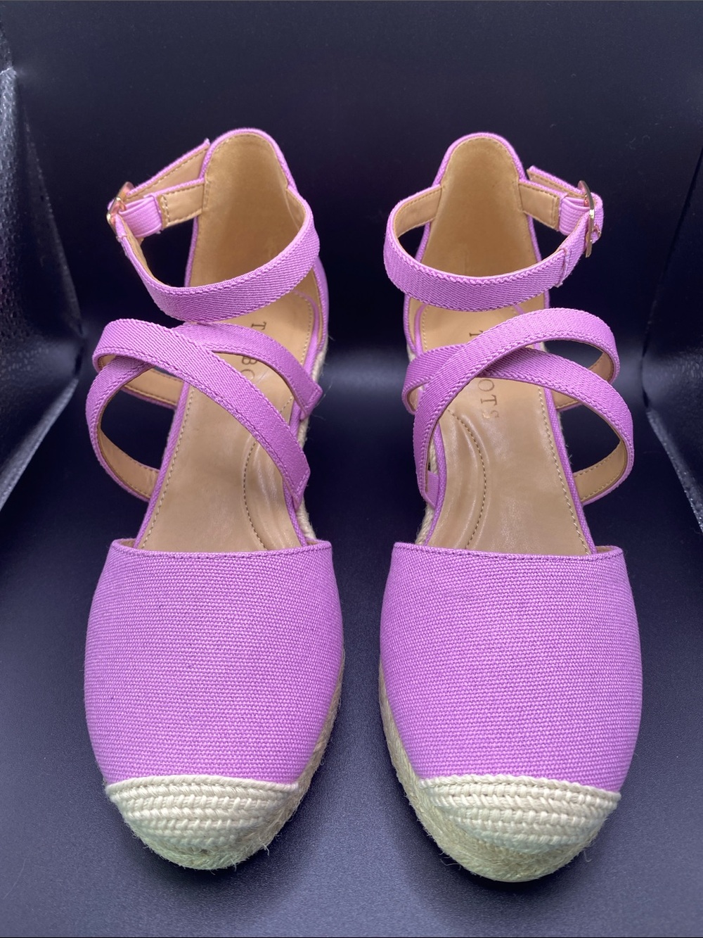 Talbots Lavender Canvas Espadrille Wedges with Crisscross Ankle Straps